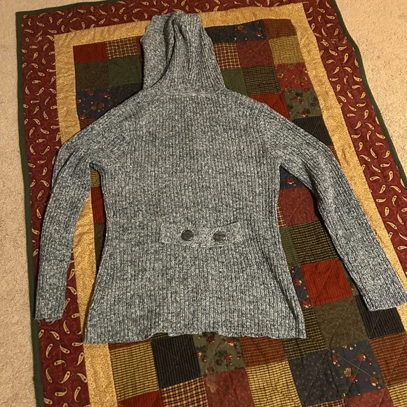 Dressbarn Blue and Gray Hooded Sweater - Size XL - Picture 4 of 7